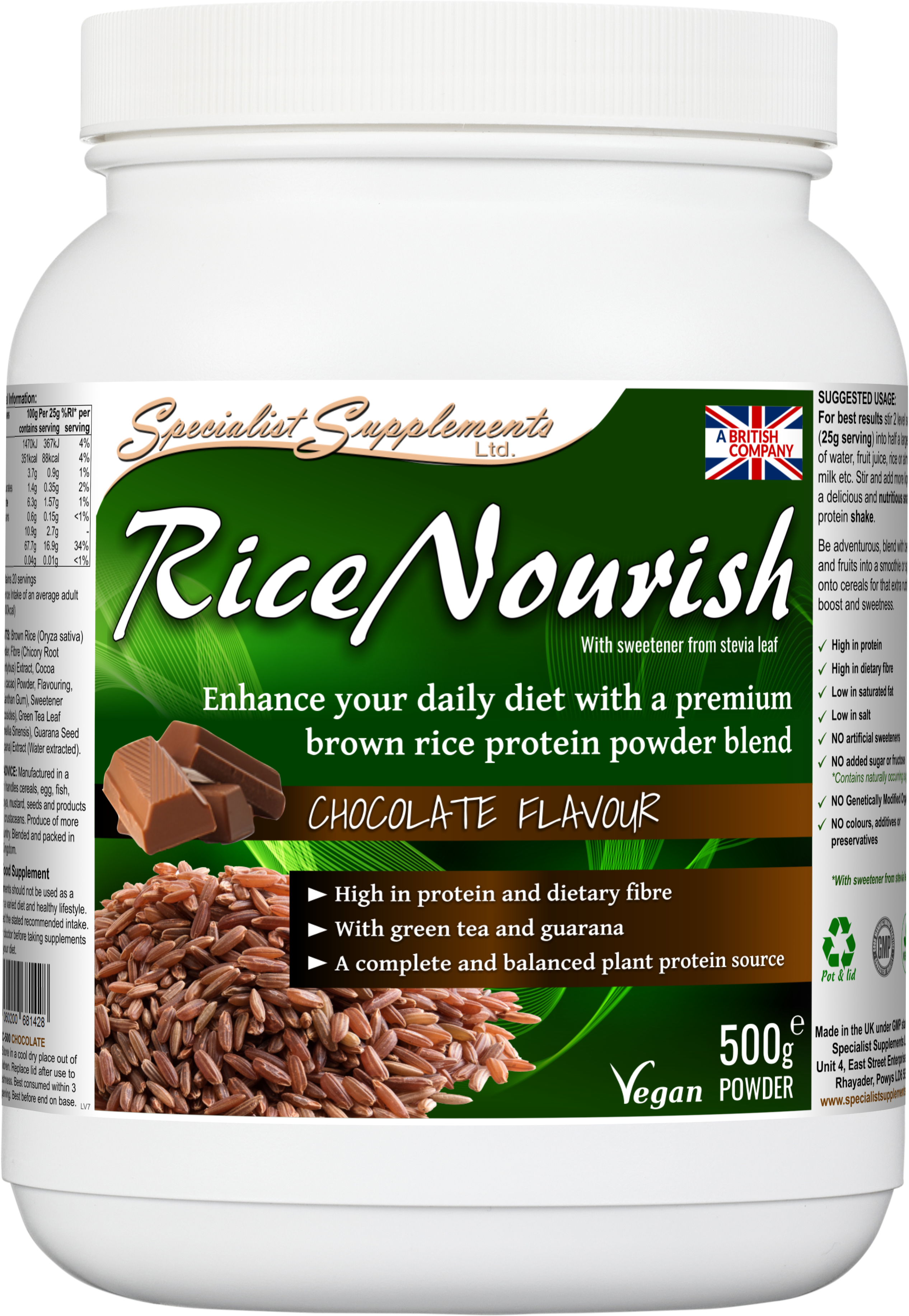 Wholesale private label rice nourish (chocolate flavour) capsules